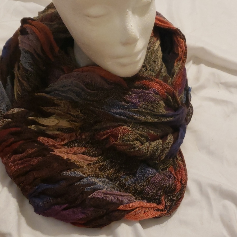 Rust multi colored infinity scarf